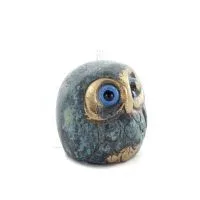 Uggla eller Glaucus: den heliga fågeln, symbol för visdom, försiktighet, boll 3x3cm Helkroppsstaty Bronsdekoration Brons 5 - gri