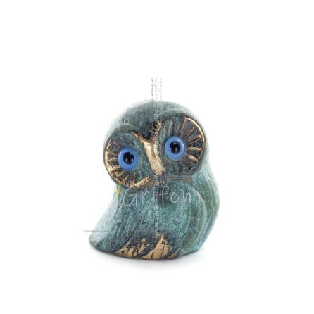 Uggla eller Glaucus: den heliga fågeln, symbol för visdom, försiktighet, låg sned medium 5x4cm Helkroppsstaty Dekorativ brons Br