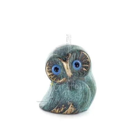 Uggla eller Glaucus: den heliga fågeln, symbol för visdom, försiktighet, låg sned medium 5x4cm Helkroppsstaty Dekorativ brons Br
