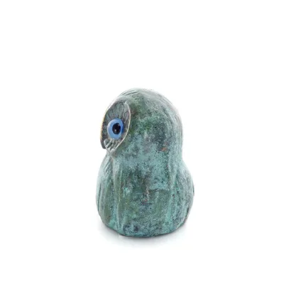 Owl or Glaucus: the sacred bird, symbol of wisdom, prudence, low oblique medium 5x4cm Full body statue Bronze decorative Bronze 