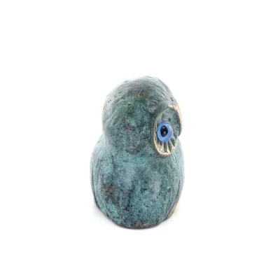 Uggla eller Glaucus: den heliga fågeln, symbol för visdom, försiktighet, låg sned medium 5x4cm Helkroppsstaty Dekorativ brons Br