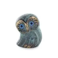 Owl or Glaucus: the sacred bird, symbol of wisdom, prudence, low oblique large 6x4cm Full body statue Bronze decorative Bronze 1
