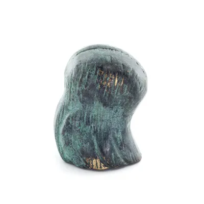 Uggla eller Glaucus: den heliga fågeln, symbol för visdom, försiktighet, låg sned stor 6x4 cm Helkroppsstaty Dekorativ brons Bro