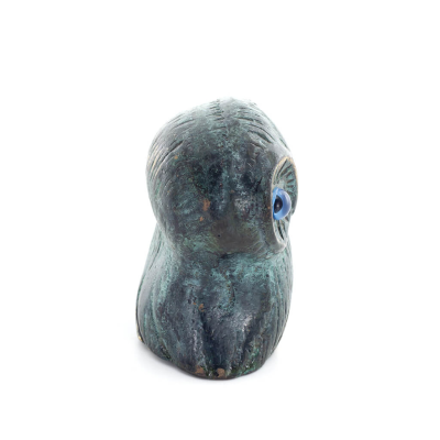 Uggla eller Glaucus: den heliga fÃ¥geln, symbol fÃ¶r visdom, fÃ¶rsiktighet, lÃ¥g sned stor 6x4 cm Helkroppsstaty Dekorativ brons Bro