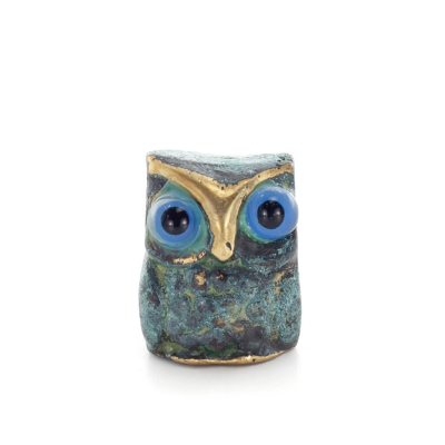 Owl or Glaucus: the sacred bird, symbol of wisdom, prudence, sculpture new 2x1cm Full body statue Bronze decorative Bronze 1 - g