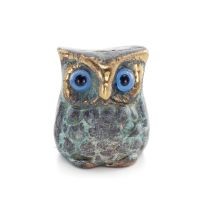 Owl or Glaucus: the sacred bird, symbol of wisdom, prudence, sculpture new 3x2cm Full body statue Bronze decorative Bronze 1 - g