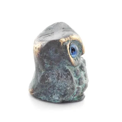 Owl or Glaucus: the sacred bird, symbol of wisdom, prudence, sculpture new 3x2cm Full body statue Bronze decorative Bronze 4 - g