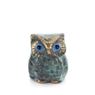 Owl or Glaucus: the sacred bird, symbol of wisdom, prudence, sculpture new 4x3cm Full body statue Bronze decorative Bronze 1 - g