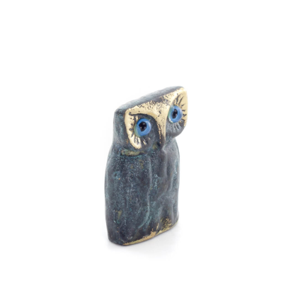 Owl or Glaucus: the sacred bird, symbol of wisdom, prudence, owl sculpture 3x2cm Full body statue Bronze decorative Bronze 5 - g