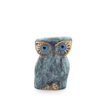 Owl or Glaucus: the sacred bird, symbol of wisdom, prudence, owl sculpture 5x4cm Full body statue Bronze decorative Bronze 1 - g