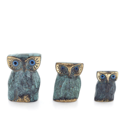 Uggla eller Glaucus: den heliga fÃ¥geln, symbol fÃ¶r visdom, fÃ¶rsiktighet, uggleskulptur 5x4cm Helkroppsstaty Brons dekorativ Bron