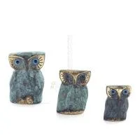 Uggla eller Glaucus: den heliga fågeln, symbol för visdom, försiktighet, uggleskulptur 5x4cm Helkroppsstaty Brons dekorativ Bron