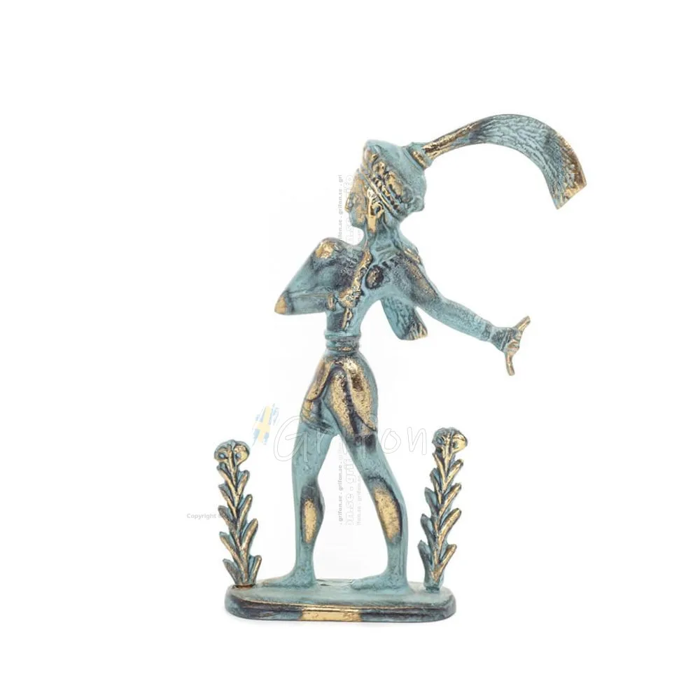 Prinsen med liljorna, minoisk civilisation Stor 17x11 cm helkroppsstaty bronsprydnad Brons 1 - grifon.se 