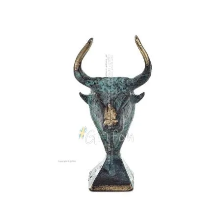 Minotaur: Drottning Pasiphaes son, tjurhuvud, tjurhuvud 9 cm byst, staty Brons dekorativ, minoisk era Brons 1 - grifon.se 