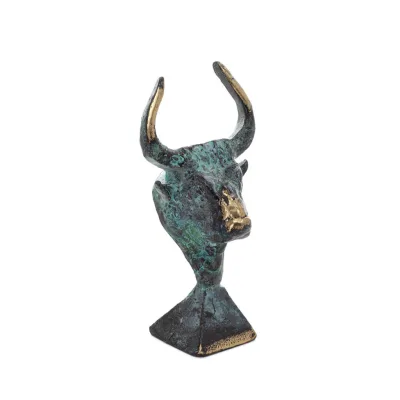 Minotaur: Drottning Pasiphaes son, tjurhuvud, tjurhuvud 9 cm byst, staty Brons dekorativ, minoisk era Brons 5 - grifon.se 