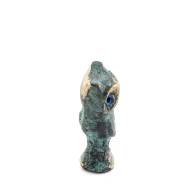 Uggla eller Glaucus: den heliga fågeln, symbol för visdom, försiktighet, sida 3,8x2,5 cm Helkroppsstaty Bronsdekoration Brons 2 