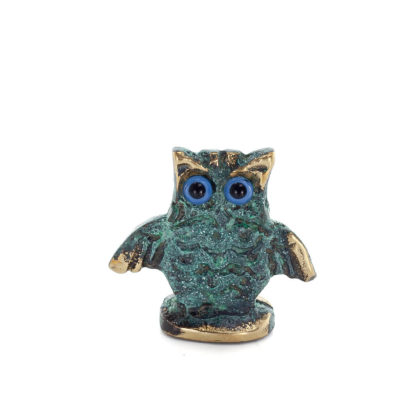 Owl or Glaucus: the sacred bird, symbol of wisdom, prudence, open wings n1 3x3cm Full body statue Bronze decoration Bronze 1 - g
