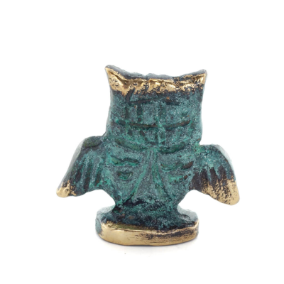 Uggla: den heliga fÃ¥geln, symbol fÃ¶r visdom, fÃ¶rsiktighet, Ã¶ppna vingar n2 3,7x3,7cm Helkroppsstaty Bronsdekoration Brons 3 - gr