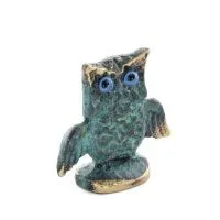 Uggla: den heliga fågeln, symbol för visdom, försiktighet, öppna vingar n2 3,7x3,7cm Helkroppsstaty Bronsdekoration Brons 5 - gr