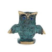 Uggla eller Glaucus: den heliga fÃ¥geln, symbol fÃ¶r visdom, fÃ¶rsiktighet, Ã¶ppna vingar n3 5x5,5 cm Helkroppsstaty Bronsdekoration