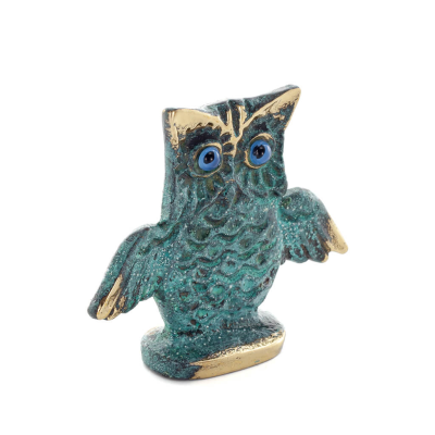 Owl or Glaucus: the sacred bird, symbol of wisdom, prudence, open wings n3 5x5.5cm Full body statue Bronze decoration Bronze 5 -