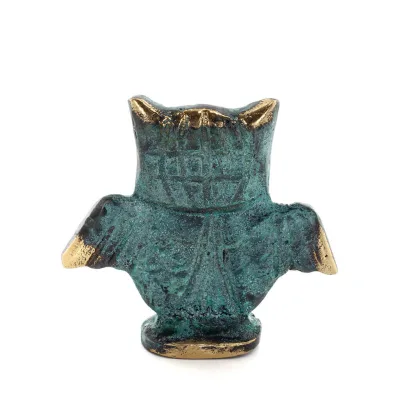 Uggla eller Glaucus: den heliga fågeln, symbol för visdom, försiktighet, öppna vingar n3 7x7cm Helkroppsstaty Bronsdekoration Br
