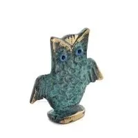 Uggla eller Glaucus: den heliga fågeln, symbol för visdom, försiktighet, öppna vingar n3 7x7cm Helkroppsstaty Bronsdekoration Br