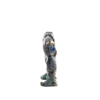 Uggla eller Glaucus: den heliga fågeln, symbol för visdom, försiktighet, jätte 8x5 cm helkroppsstaty Bronsdekoration Brons 4 - g