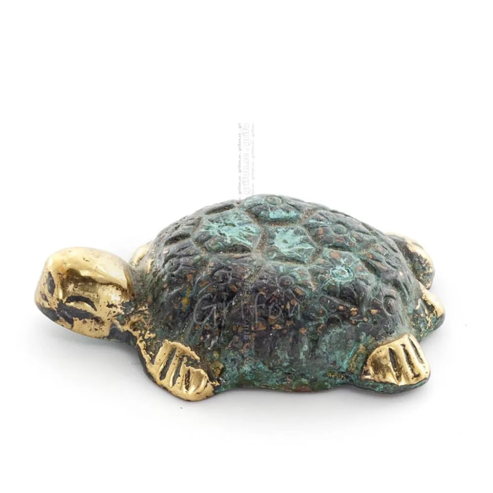 Sköldpadda: symboliserar styrka, mod, skydd, visdom, tålamod 3x2cm helkroppsstaty Brons Ornament Brons 1 - grifon.se 