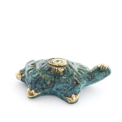 Sköldpadda: symboliserar styrka, mod, skydd, visdom, tålamod 4x3cm helkroppsstaty Brons Ornament Brons 3 - grifon.se 