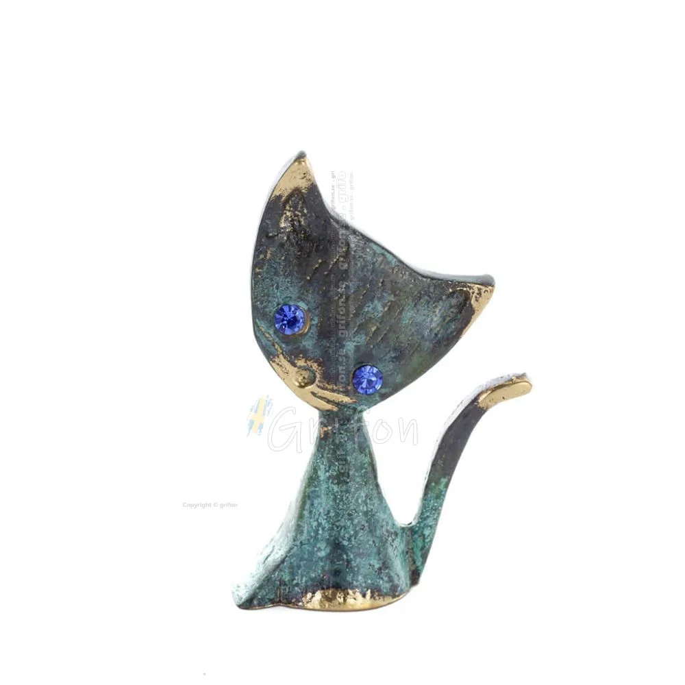 Kattplakett 8x6 cm helkroppsstaty Brons Dekorativ, miniatyr Brons 1 - grifon.se 