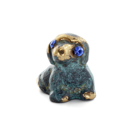 Hund 4x4cm Helkroppsstaty Bronsdekoration, miniatyr Brons 1 - grifon.se 