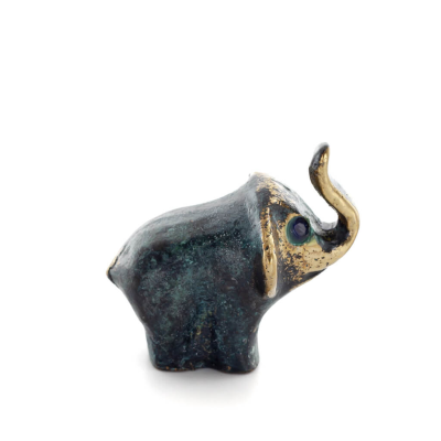 Elefant Tjock 4x3 cm helkroppsstaty Brons prydnad, miniatyr Brons 4 - grifon.se 