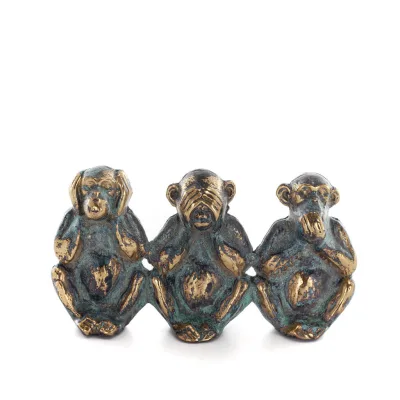 Monkeys Large 9x5cm Full Body Statue Bronze Ornament, Miniature Bronze 1 - grifon.se 