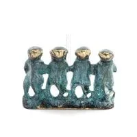 Fyra apor 7x5 cm helkroppsstaty Bronsprydnad, miniatyr Brons 3 - grifon.se 