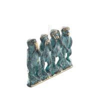 Fyra apor 7x5 cm helkroppsstaty Bronsprydnad, miniatyr Brons 5 - grifon.se 