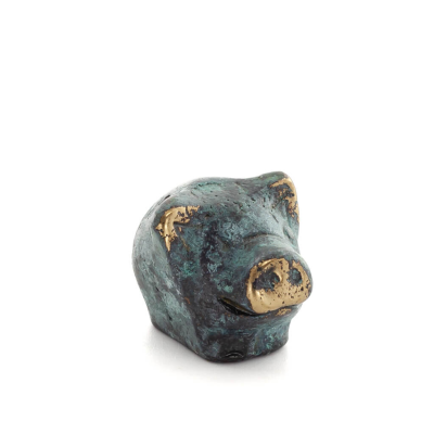 Smågris 2x2cm helkroppsstaty Bronsprydnad, miniatyr Brons 5 - grifon.se 