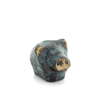 Smågris 2x2cm helkroppsstaty Bronsprydnad, miniatyr Brons 5 - grifon.se 