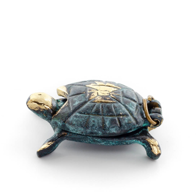 Sköldpadda 5x3 cm smyckeskrin, smyckeskrin, boxliknande väska för förvaring 5x3 cm helkroppsstaty bronsdekoration, miniatyr Bron