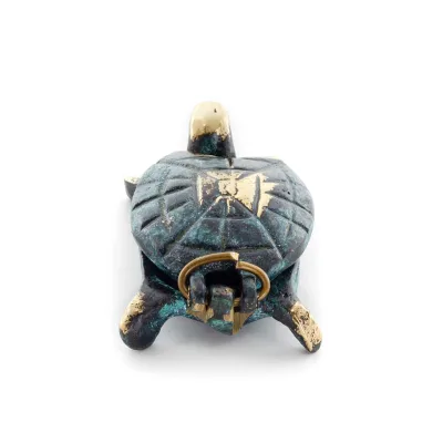 Sköldpadda 5x3 cm smyckeskrin, smyckeskrin, boxliknande väska för förvaring 5x3 cm helkroppsstaty bronsdekoration, miniatyr Bron