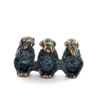 Monkeys Mini 3,5x2cm helkroppsstaty Bronsprydnad, miniatyr Brons 1 - grifon.se 
