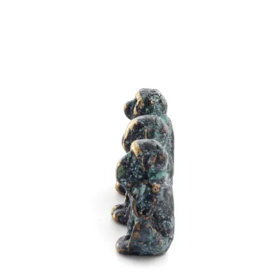 Monkeys Mini 3,5x2cm helkroppsstaty Bronsprydnad, miniatyr Brons 2 - grifon.se 