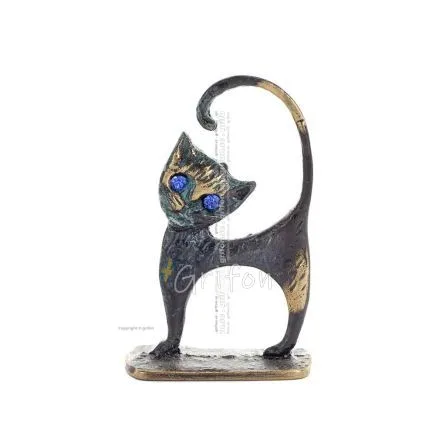 Katt Ny vände 8,5 cm helkroppsstaty Brons Ornament Miniatyr Brons 1 - grifon.se 