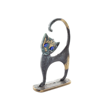 Cat New Turned 8.5cm Full Body Statue Bronze Ornament Miniature Bronze 5 - grifon.se 
