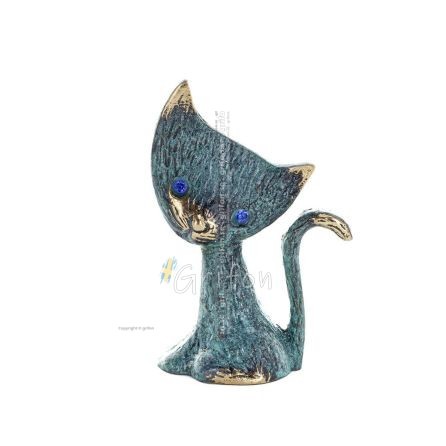 Cat Flat Right 9cm Full Body Statue Bronze Ornament, Miniature Bronze 1 - grifon.se 