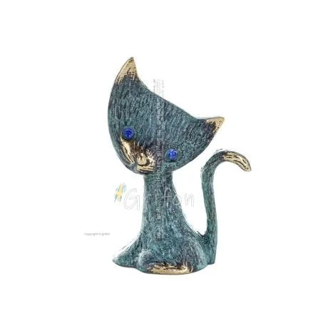 Cat Flat Right 9cm Full Body Statue Bronze Ornament, Miniature Bronze 1 - grifon.se 