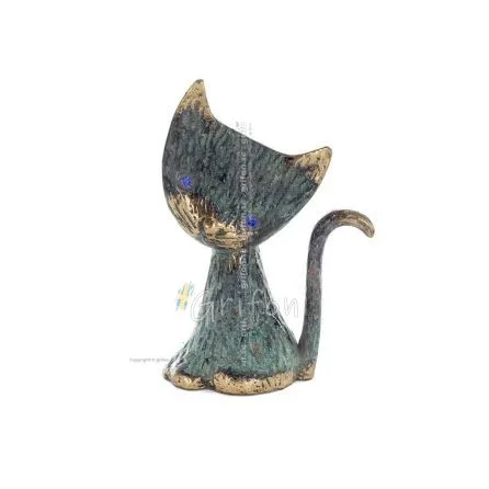 Cat Flat Right 11cm Full Body Statue Bronze Ornament, Miniature Bronze 1 - grifon.se 