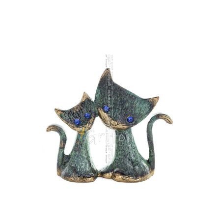 Cat Sculpture Couple 9cm Full Body Statue Bronze Ornament, Miniature Bronze 1 - grifon.se 