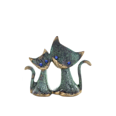 Cat Sculpture Couple 9cm Full Body Statue Bronze Ornament, Miniature Bronze 1 - grifon.se 