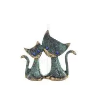Cat Sculpture Couple 9cm Full Body Statue Bronze Ornament, Miniature Bronze 1 - grifon.se 